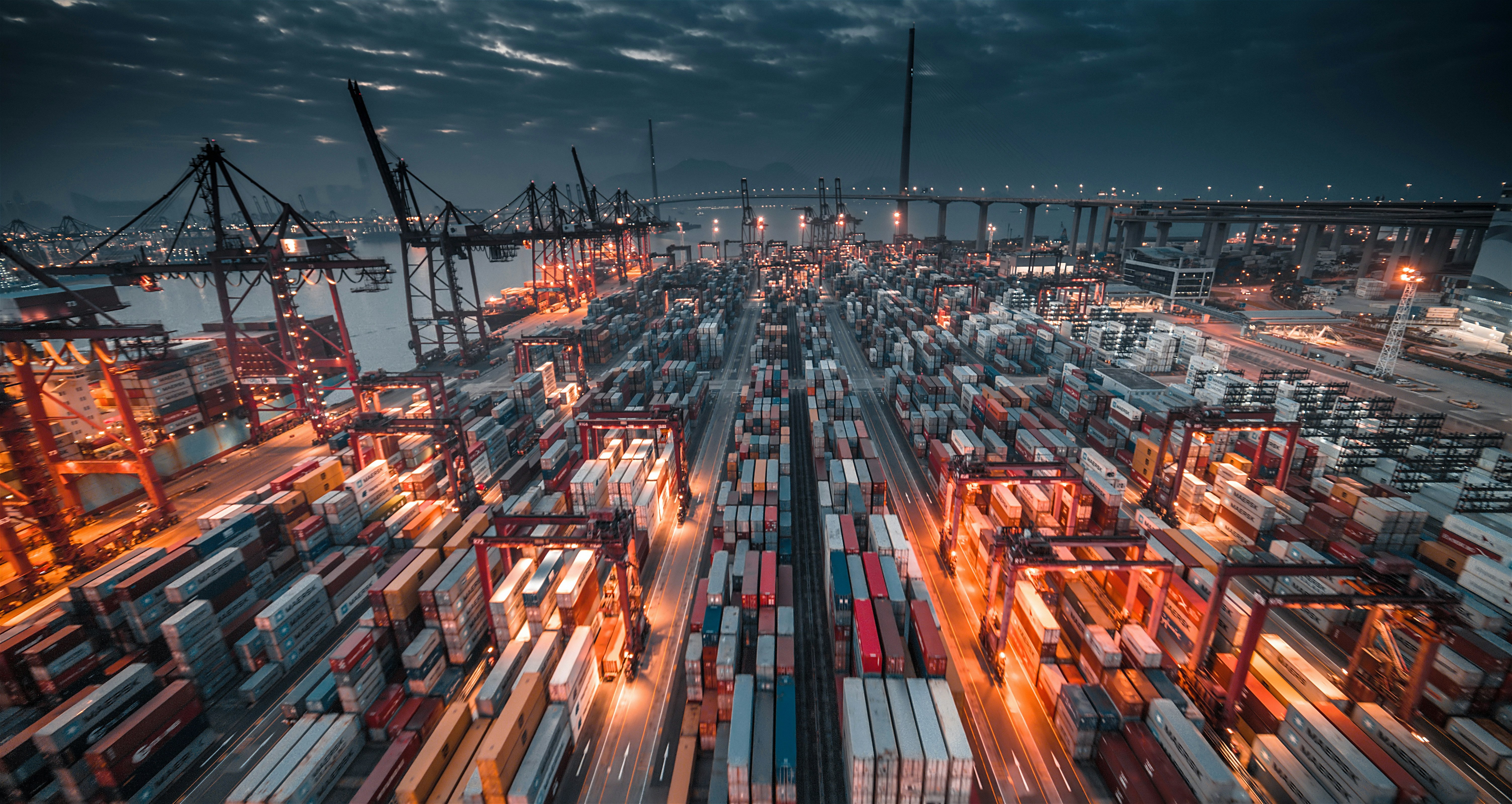 Shenzhen container port at night