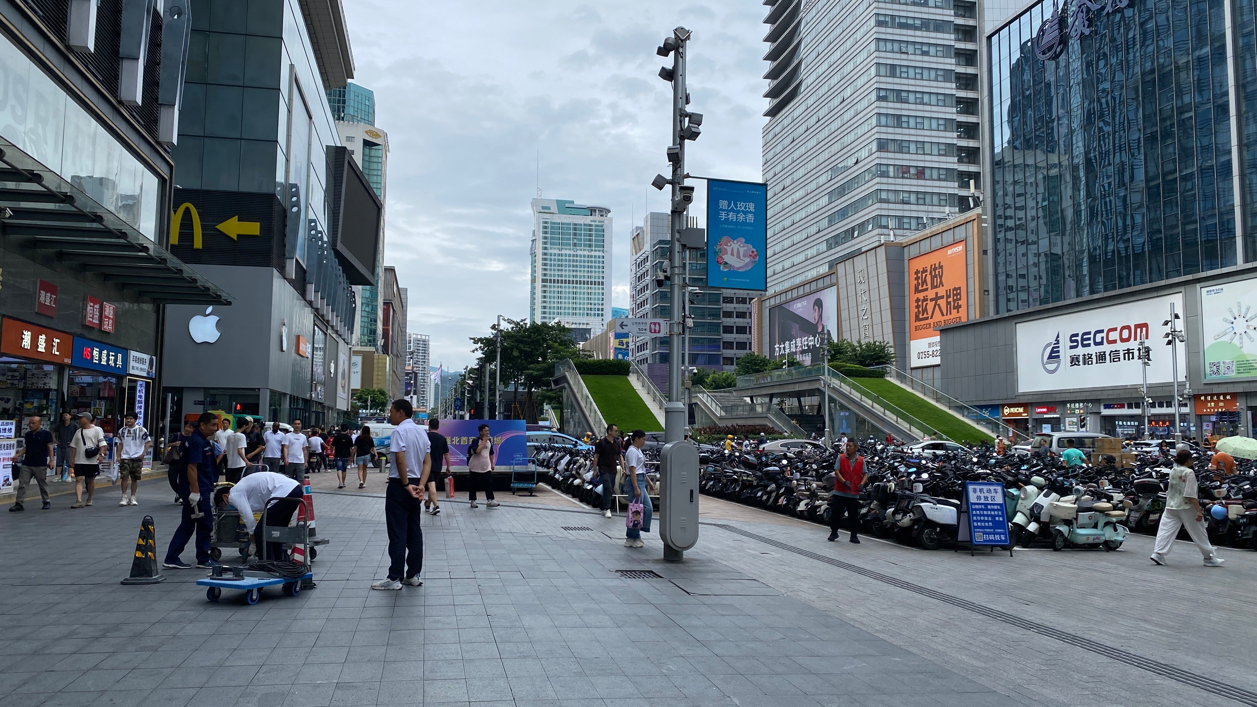 A busy street in Shenzhen's Huaqiangbei district